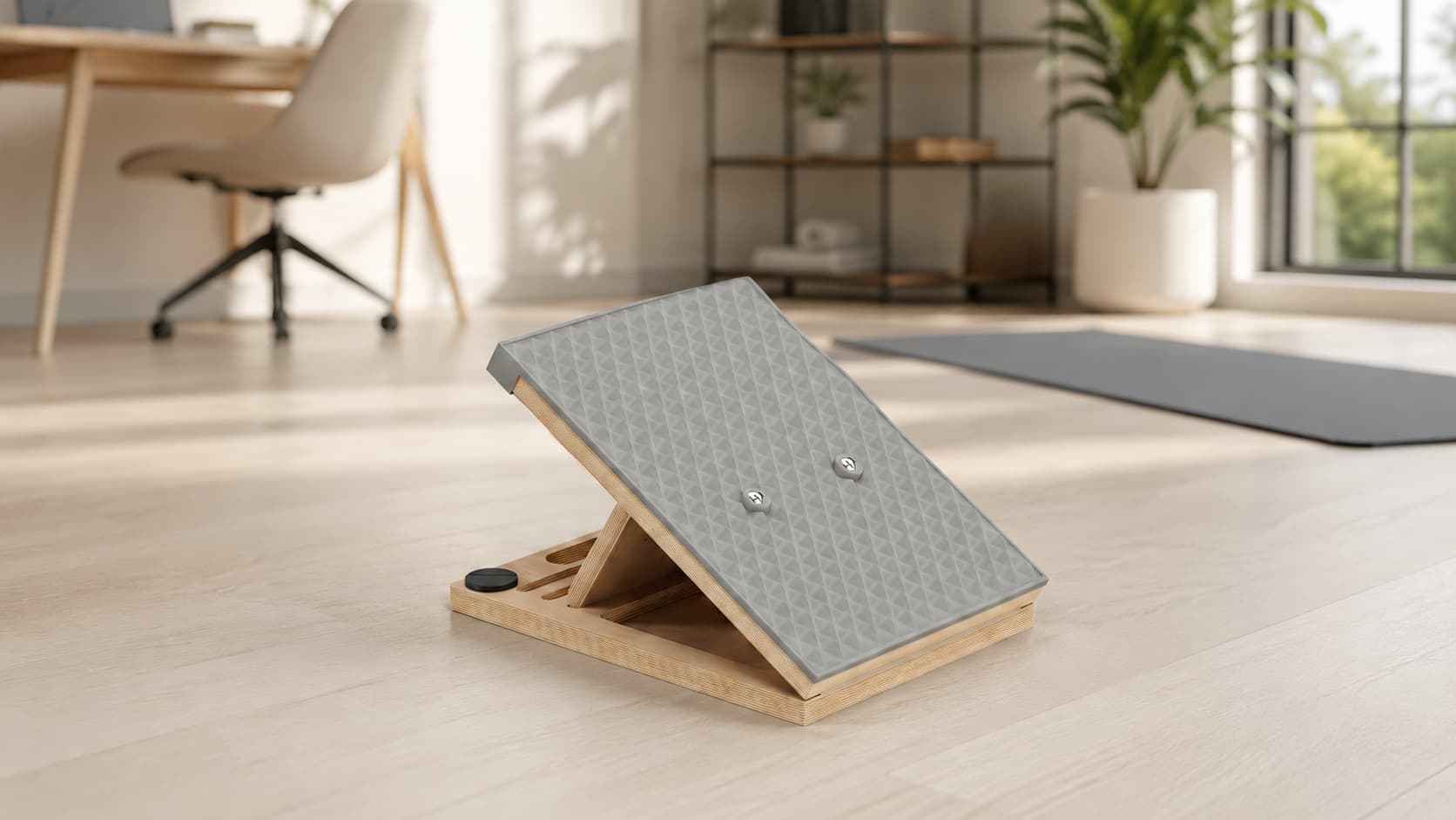 Heavy duty liquid silicone slant board with solid wooden base for calf stretching