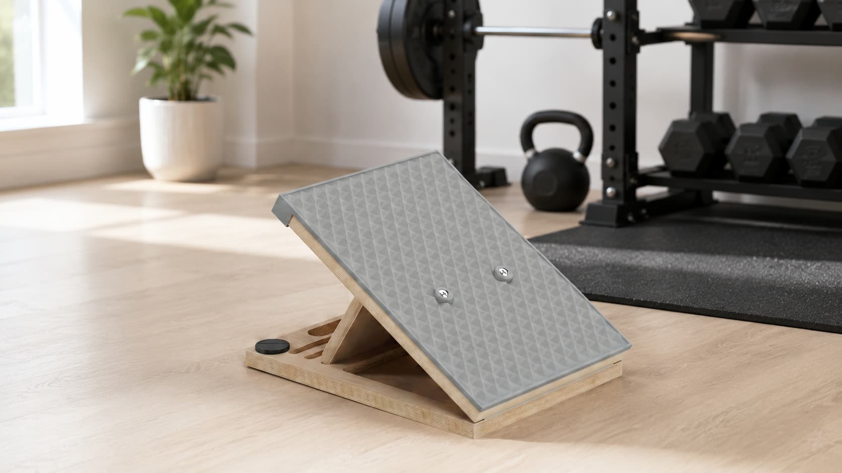 Liquid silicone slant board for heel elevated squats and ankle mobility