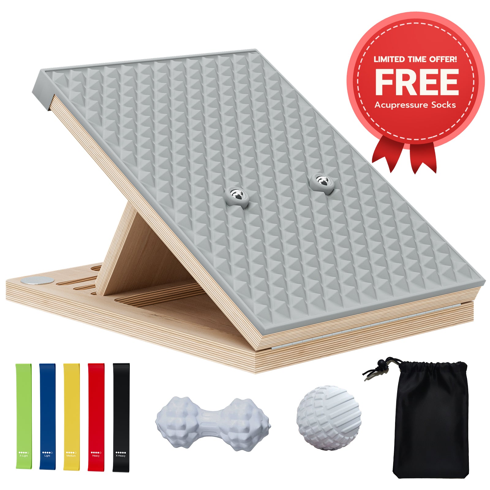 Frylr Ultimate Silicone Slant Board Kit with Magnetic Acupressure Surface and Resistance Bands