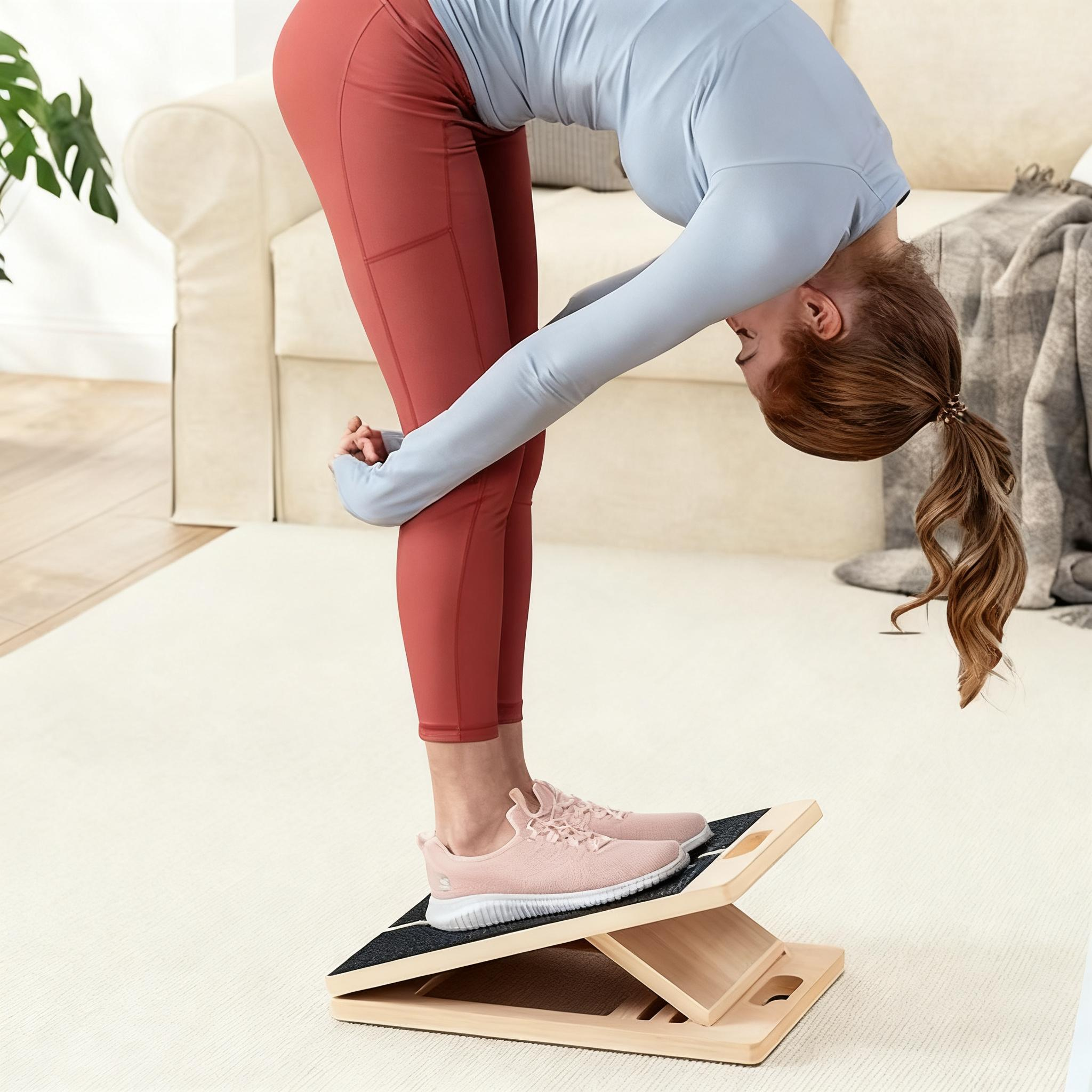 TEMI Slant Board for Calf-Stretching - Wooden Incline Wedge Stretcher for Squats. Foot & Ankle Mobility. Portable Fitness Equipment. Balance Block for Heel Stretch