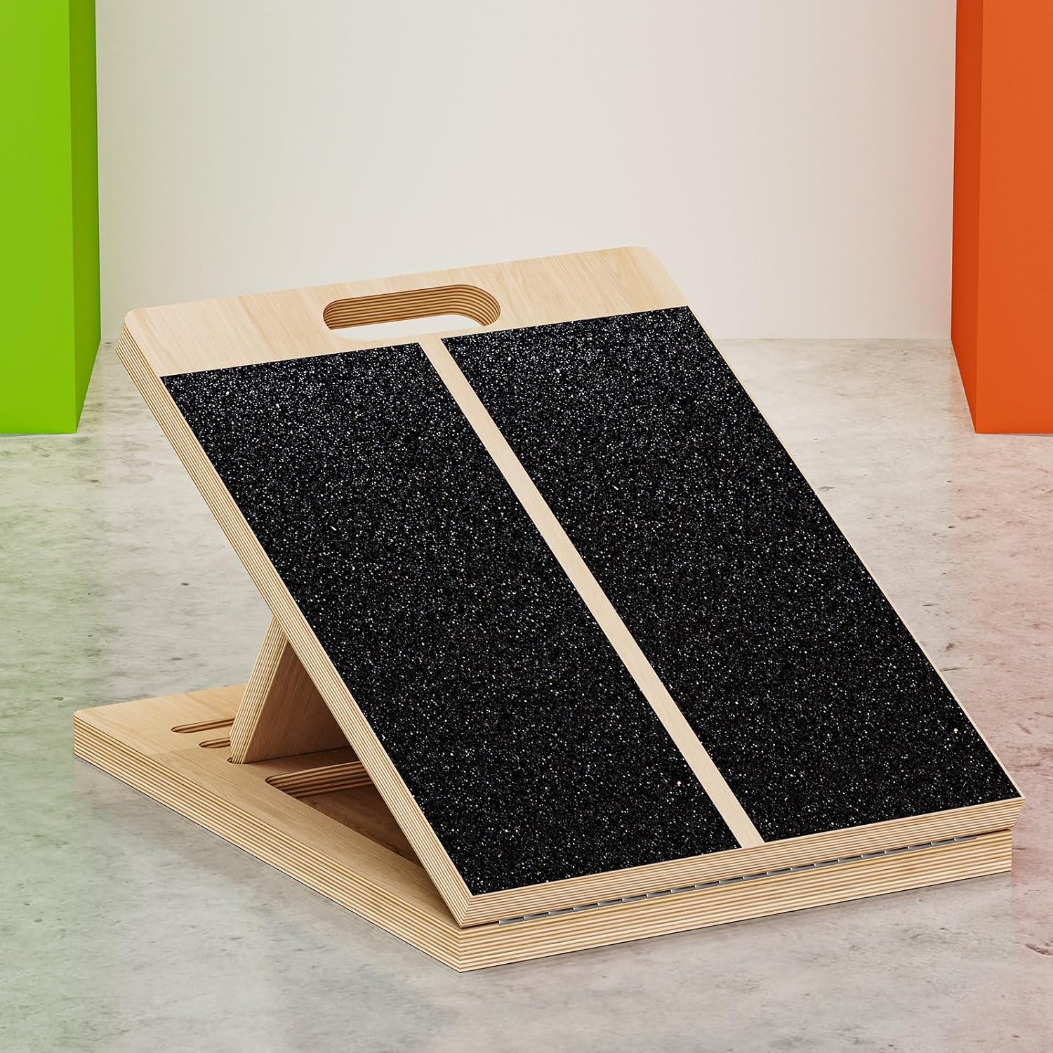 TEMI Slant Board for Calf-Stretching - Wooden Incline Wedge Stretcher for Squats. Foot & Ankle Mobility. Portable Fitness Equipment. Balance Block for Heel Stretch