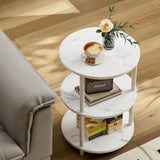 marbel white round side table