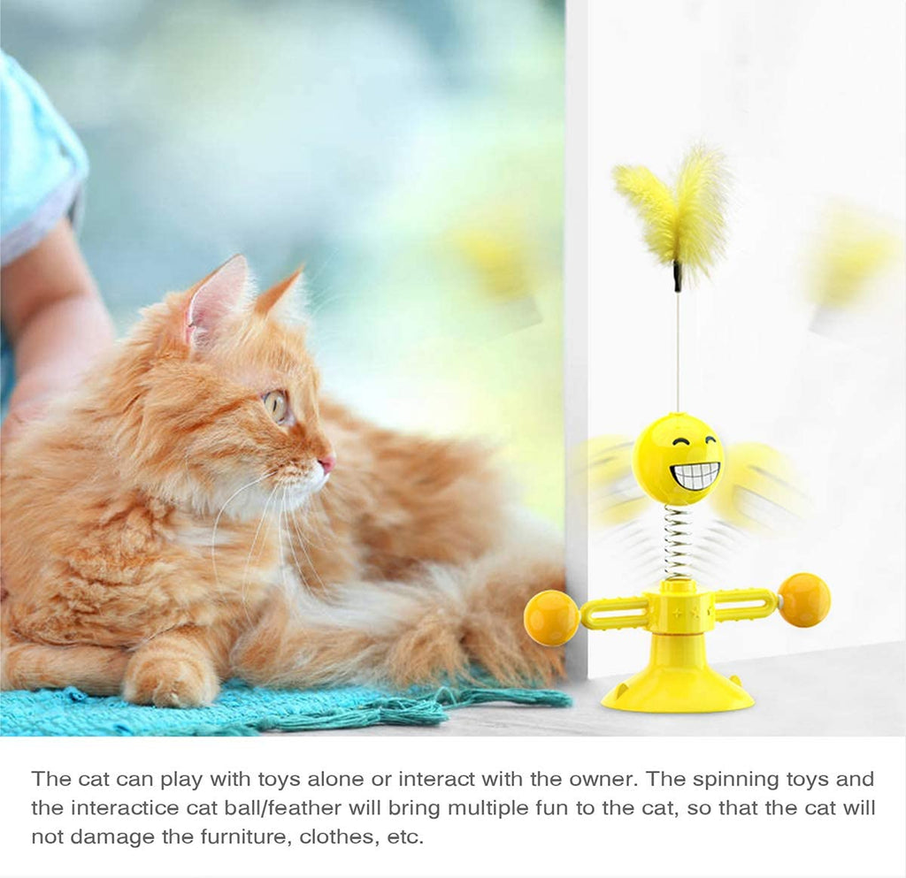 Cat Pet Toy Spinning Ball Feather 360 Free Rotating, Multi-Functional  Rotating Turntable Spring Man Cat Toy, Interactive Feather & Suction Cup,  Indoor Esg12769 - China Interactive Cat Toys for Indoor Cats and