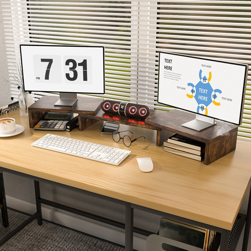 Dual Monitor Stand Desk Shelf Office Desk Accessories Home Office